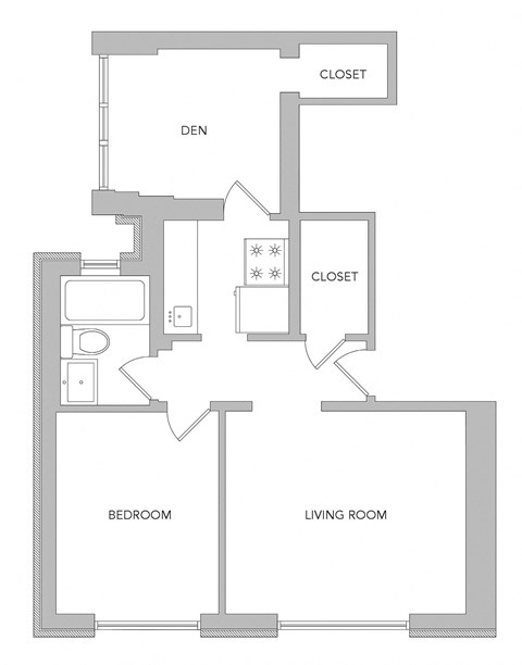 a floor plan of a house with a bedroom and a living room